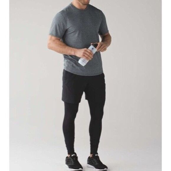 Lululemon Men’s XS - S ? Somatic Short Sleeve T-Shirt Shade Stripe Gray *Flaw - Picture 6 of 12